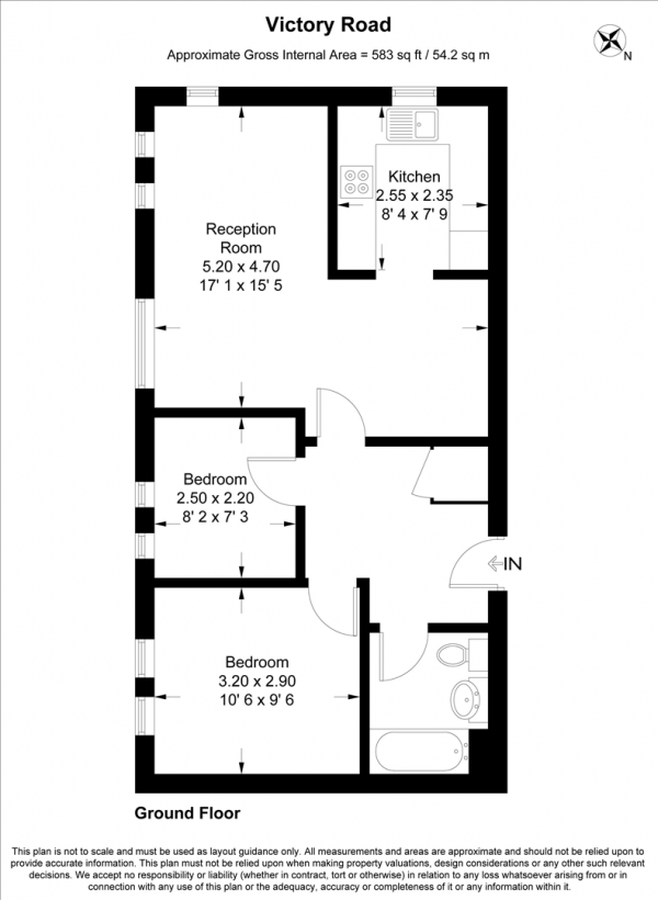 Floor Plan Image for 2 Bedroom Apartment for Sale in Victory Road, Wanstead