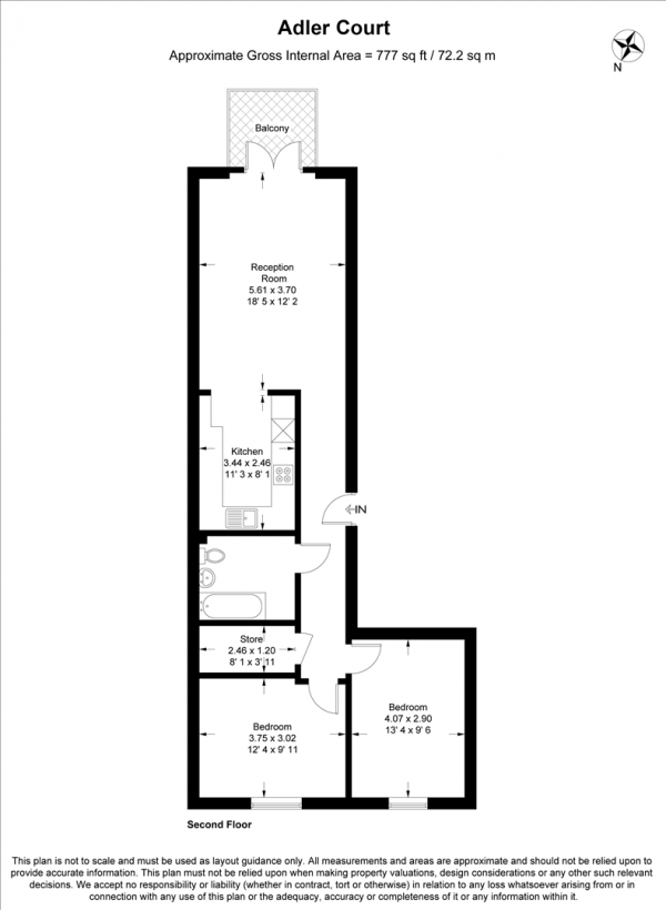 Floor Plan Image for 2 Bedroom Flat for Sale in Adler Court, Earlham Grove, Forest Gate