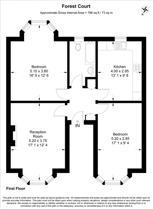 Floor Plan Image for 2 Bedroom Apartment for Sale in Forest Court, Snaresbrook