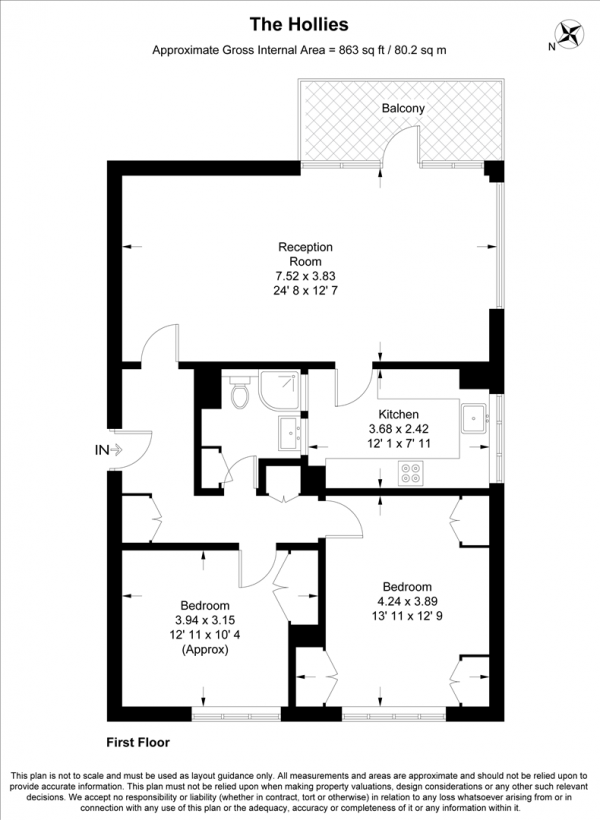 Floor Plan Image for 2 Bedroom Flat for Sale in New Wanstead, Wanstead