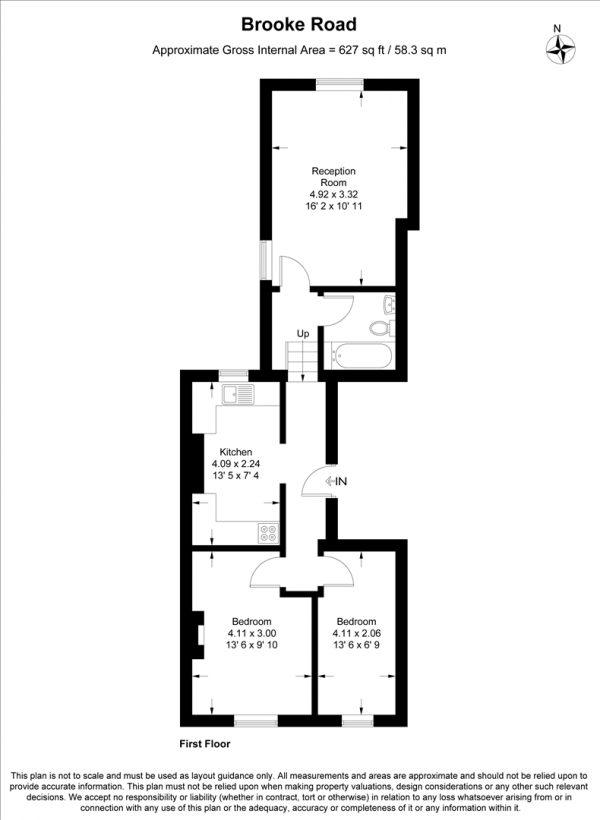 Floor Plan Image for 2 Bedroom Flat for Sale in Brooke Road, Clapton