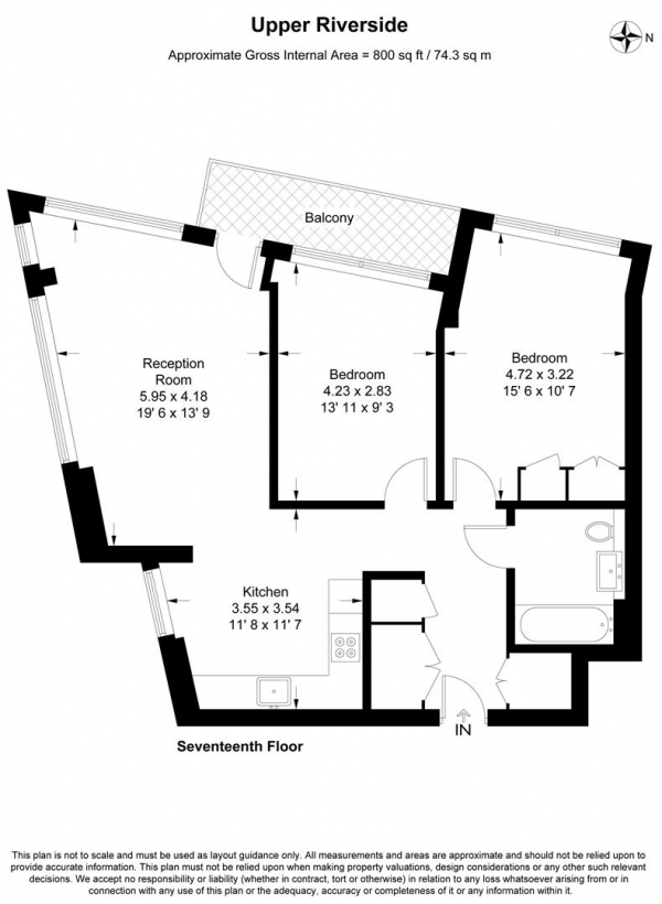 Floor Plan Image for 2 Bedroom Apartment for Sale in Upper Riverside, Cutter Lane, Greenwich