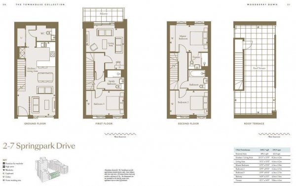 Floor Plan Image for 3 Bedroom Terraced House for Sale in Springpark Drive, London