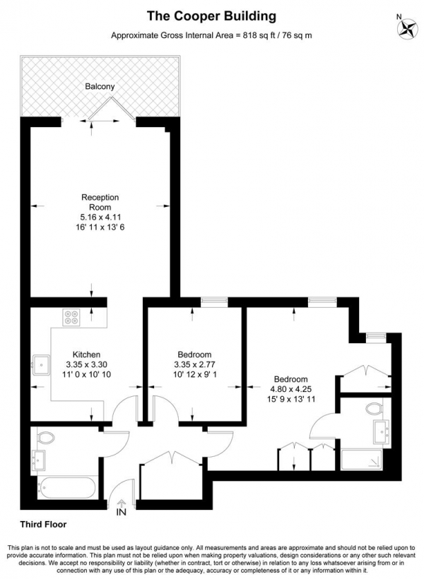 Floor Plan Image for 2 Bedroom Flat for Sale in The Cooper Building Wharf Road, Hackney