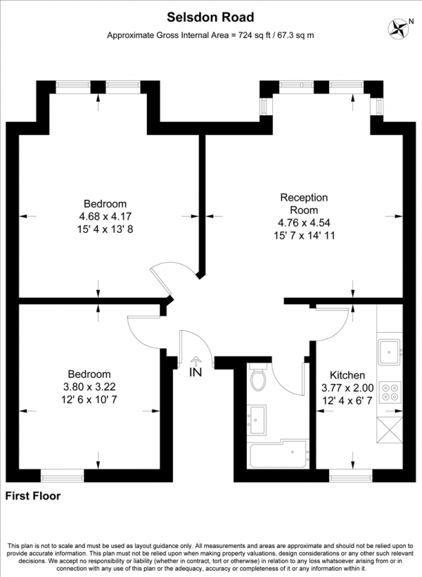 Floor Plan Image for 2 Bedroom Apartment for Sale in Selsdon Road, Wanstead