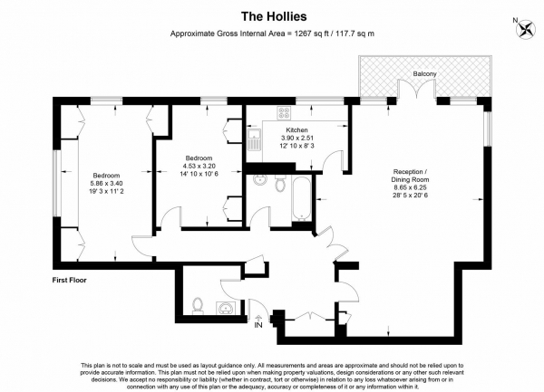 Floor Plan Image for 2 Bedroom Flat for Sale in The Hollies, New Wanstead, Wanstead