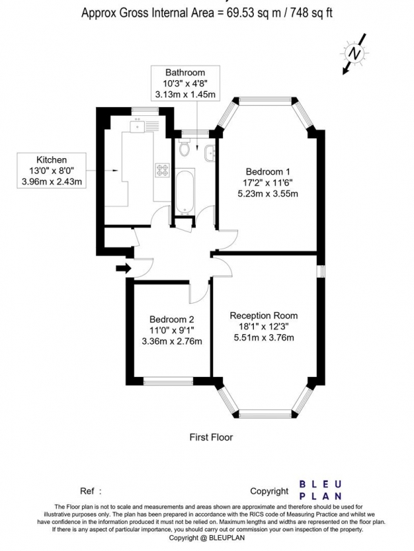 Floor Plan Image for 2 Bedroom Flat for Sale in Forest Court, Snaresbrook