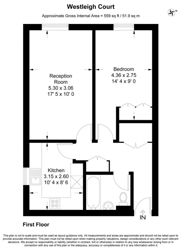 Floor Plan Image for 1 Bedroom Apartment for Sale in Nightingale Lane, Wanstead