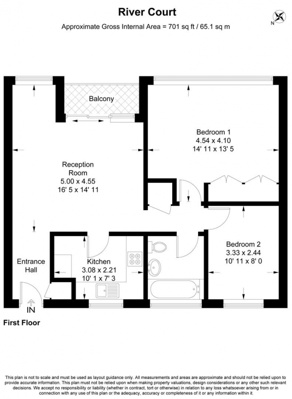 Floor Plan Image for 2 Bedroom Apartment for Sale in River Close, Wanstead