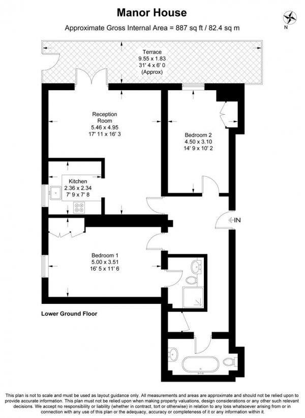 Floor Plan for 2 Bedroom Apartment for Sale in Gladding Road, Manor Park, E12, 5DD - Offers in Excess of &pound475,000