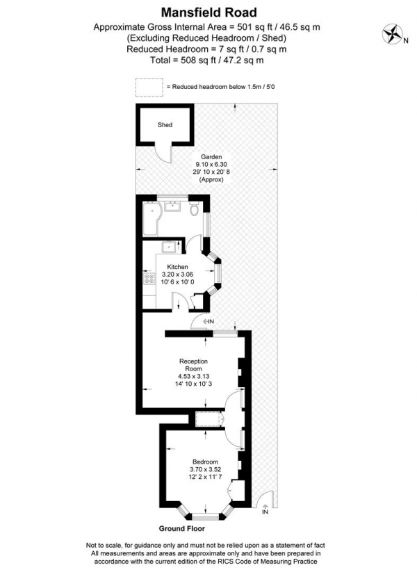 Floor Plan Image for 1 Bedroom Flat for Sale in Mansfield Road, Wanstead