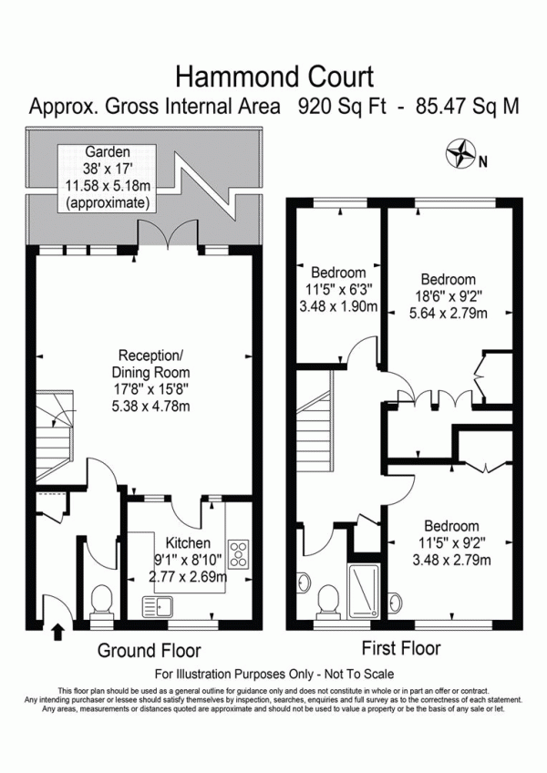 Floor Plan Image for 3 Bedroom Apartment for Sale in Hammond Court, Leyton Grange Estate, Leyton