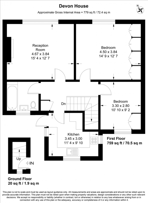 Floor Plan Image for 2 Bedroom Apartment for Sale in Hermon Hill, Wanstead