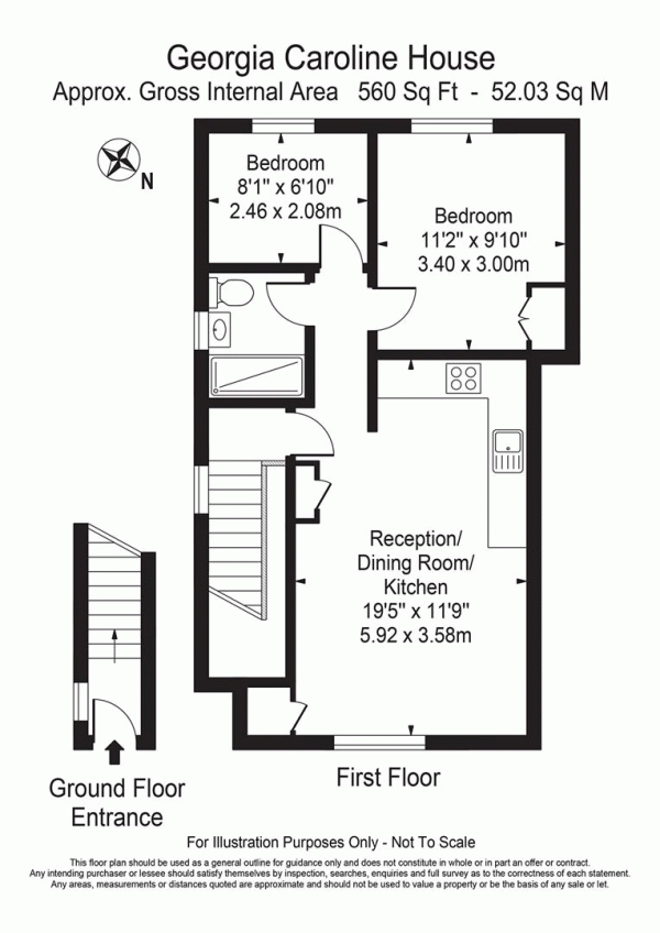 Floor Plan Image for 2 Bedroom Flat for Sale in Station Passage, South Woodford