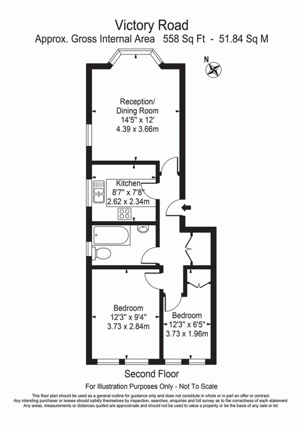 Floor Plan Image for 2 Bedroom Flat for Sale in Victory Road, Wanstead