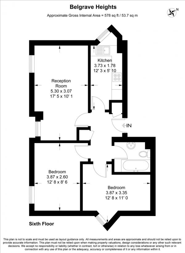 Floor Plan Image for 2 Bedroom Apartment for Sale in Belgrave Road, Wanstead