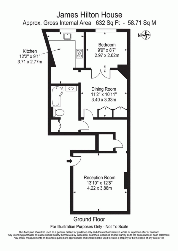 Floor Plan Image for 1 Bedroom Flat for Sale in James Hilton House, South Woodford