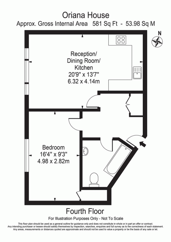 Floor Plan Image for 1 Bedroom Flat for Sale in Oriana House, Leyton