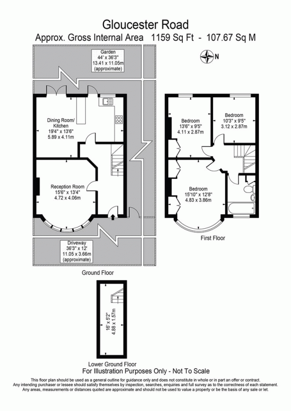 Floor Plan Image for 3 Bedroom Semi-Detached House for Sale in Gloucester Road, Wanstead