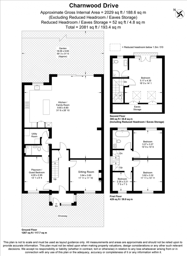 Floor Plan Image for 5 Bedroom End of Terrace House for Sale in Charnwood Drive, South Woodford