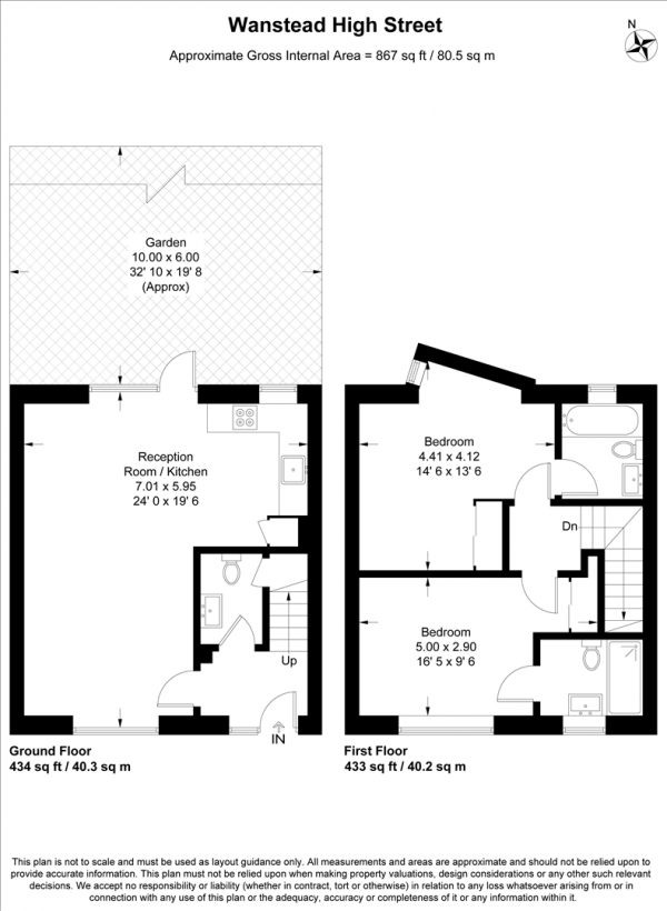 Floor Plan for 2 Bedroom Mews for Sale in High Street, Wanstead, E11, 2AE - Offers in Excess of &pound700,000