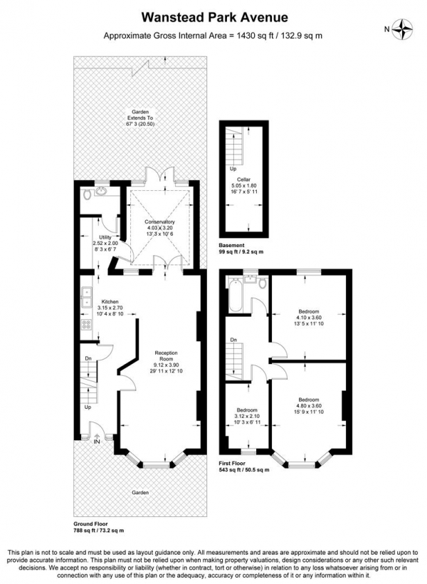 Floor Plan Image for 3 Bedroom Terraced House for Sale in Wanstead Park Avenue, Aldersbrook