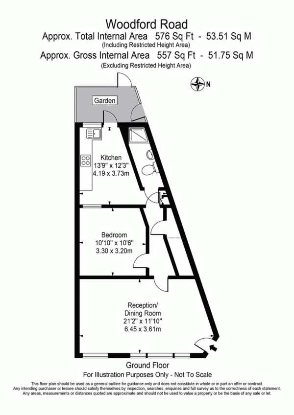 Floor Plan Image for 1 Bedroom Flat for Sale in Woodford Road, Forest Gate