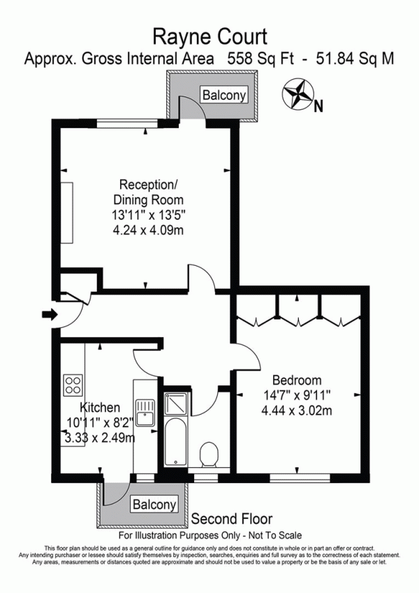 Floor Plan Image for 1 Bedroom Apartment for Sale in Rayne Court, South Woodford