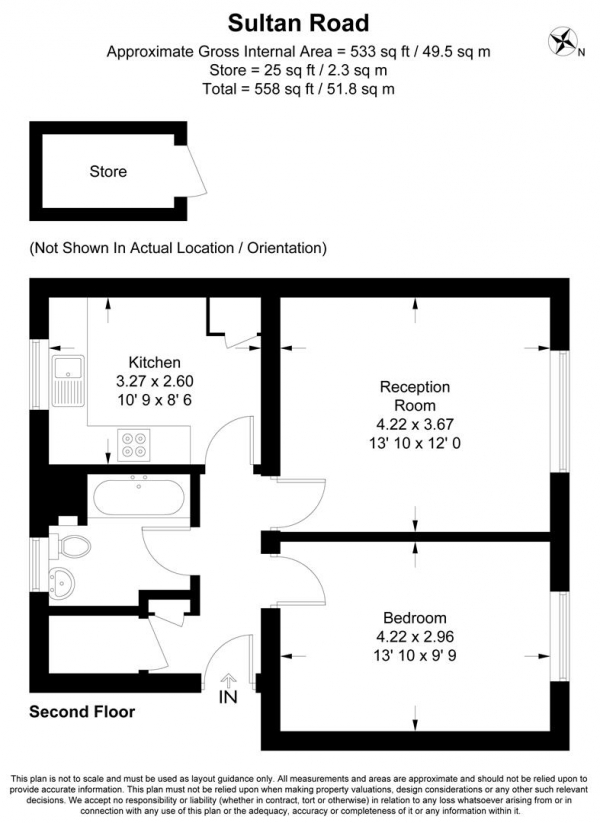 Floor Plan Image for 1 Bedroom Apartment for Sale in Sultan Road, Wanstead