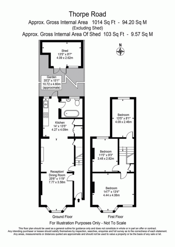 Floor Plan Image for 3 Bedroom Terraced House for Sale in Thorpe Road, Forest Gate