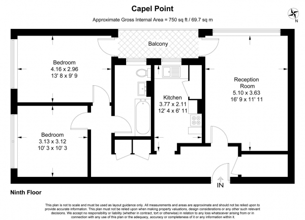 Floor Plan Image for 2 Bedroom Apartment for Sale in Capel Road, Forest Gate