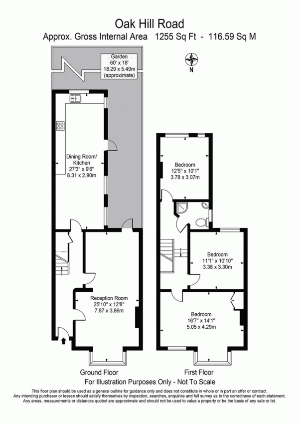 Floor Plan Image for 3 Bedroom Terraced House for Sale in Oak Hall Road, Wanstead