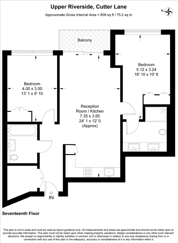 Floor Plan Image for 2 Bedroom Apartment to Rent in Upper Riverside, 18 Cutter Lane