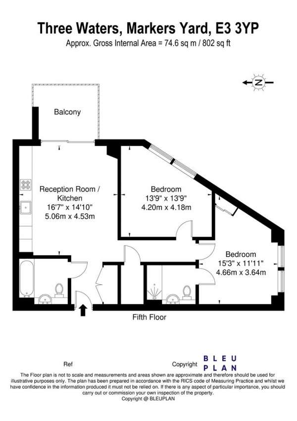 Floor Plan Image for 2 Bedroom Apartment to Rent in Skyline Apartments, Makers Yard