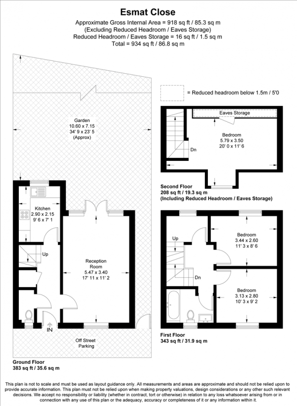 Floor Plan for 3 Bedroom End of Terrace House to Rent in Esmat Close, Wanstead, E11, 2HE - £519 pw | £2250 pcm