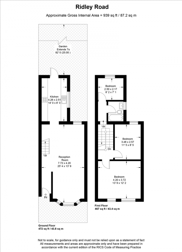 Floor Plan Image for 3 Bedroom Terraced House to Rent in Ridley Road, Forest Gate