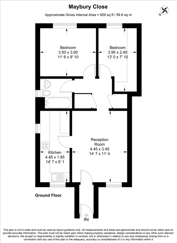 Floor Plan Image for 2 Bedroom Apartment to Rent in Maybury Close, Loughton