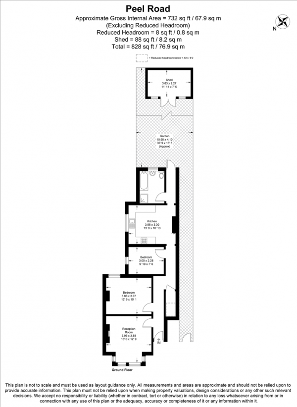 Floor Plan Image for 2 Bedroom Flat to Rent in Peel Road, South Woodford