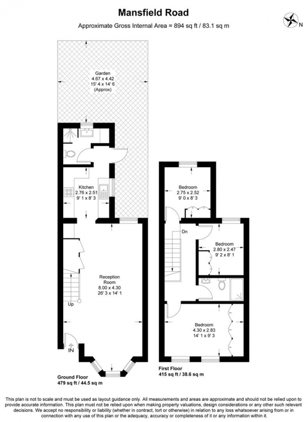 Floor Plan Image for 3 Bedroom Terraced House to Rent in Mansfield Road, Wanstead