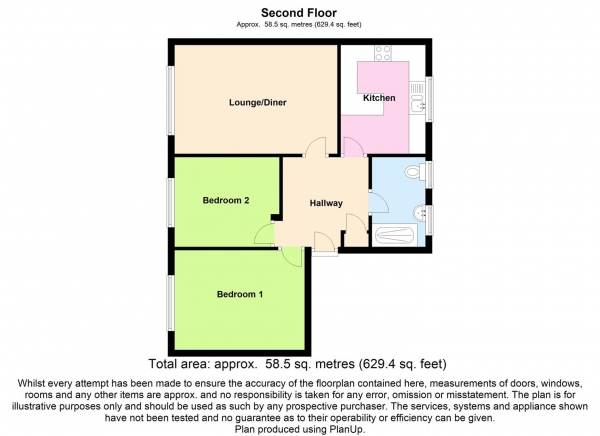 Floor Plan Image for 2 Bedroom Apartment to Rent in Hornbeam Road, Buckhurst Hill