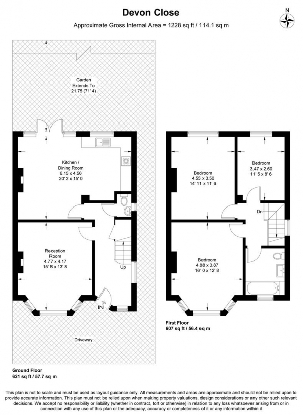 Floor Plan for 3 Bedroom Semi-Detached House to Rent in Devon Close, Buckhurst Hill, IG9, 5LF - £646 pw | £2800 pcm