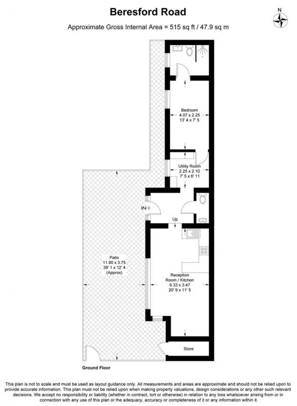 Floor Plan Image for 1 Bedroom Cottage to Rent in Beresford Road, Chingford