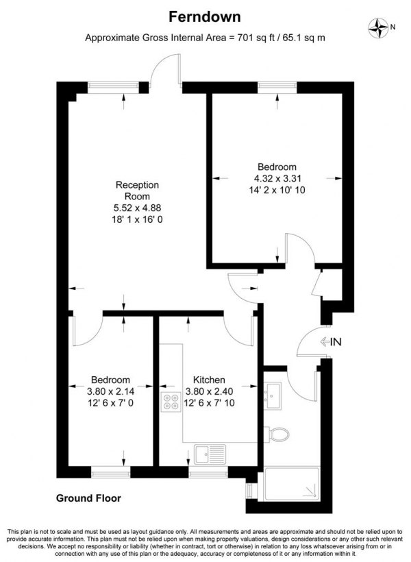 Floor Plan for 2 Bedroom Apartment to Rent in Woodford Road, South Woodford, E18, 2ED - £410 pw | £1775 pcm