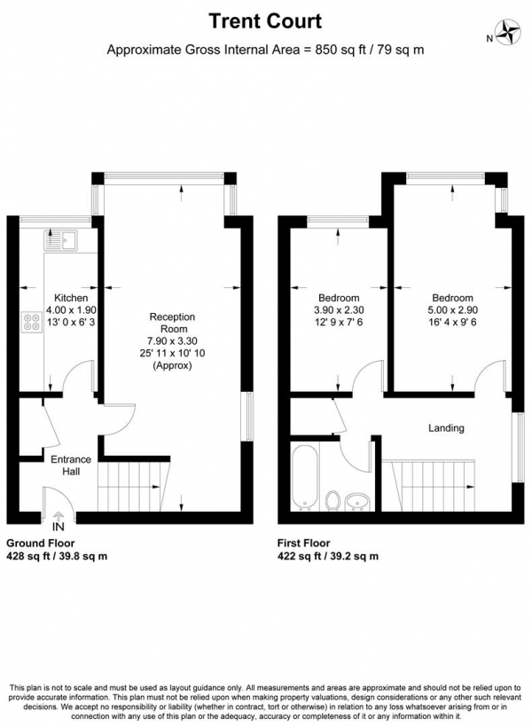 Floor Plan Image for 2 Bedroom Flat to Rent in Trent Court, New Wanstead