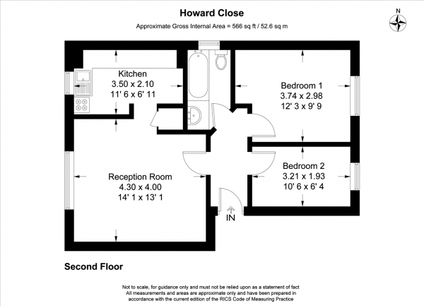 Floor Plan Image for 2 Bedroom Apartment to Rent in Howard Close, Waltham Abbey