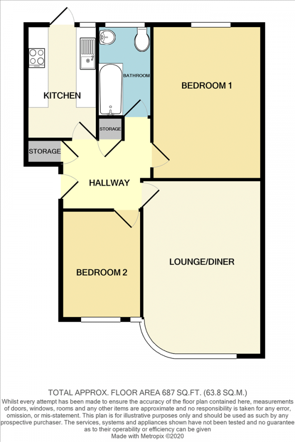 Floor Plan Image for 2 Bedroom Apartment to Rent in Grosvenor Road, Wanstead