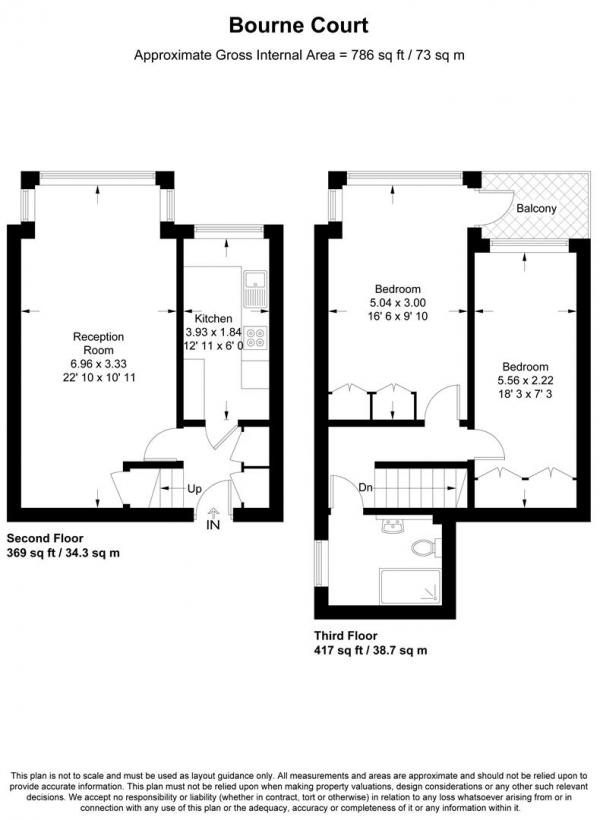 Floor Plan Image for 2 Bedroom Flat to Rent in Bourne Court, New Wanstead