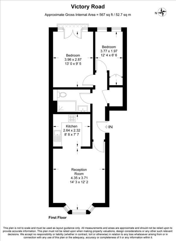 Floor Plan Image for 2 Bedroom Apartment to Rent in Victory Road, Wanstead