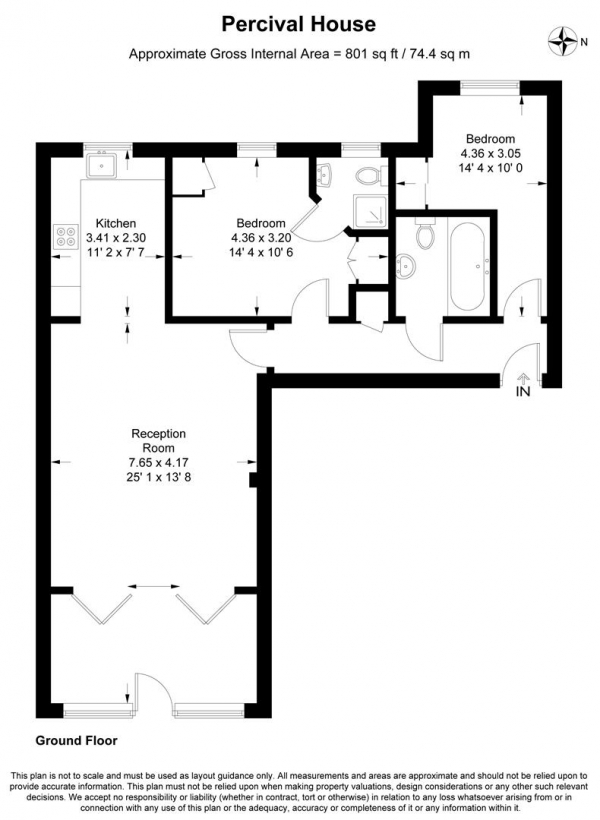 Floor Plan Image for 2 Bedroom Apartment to Rent in High Road, Woodford Green