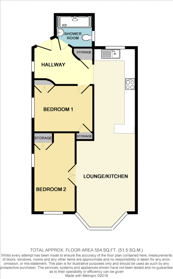 Floor Plan Image for 2 Bedroom Flat to Rent in Grosvenor Road, Wanstead